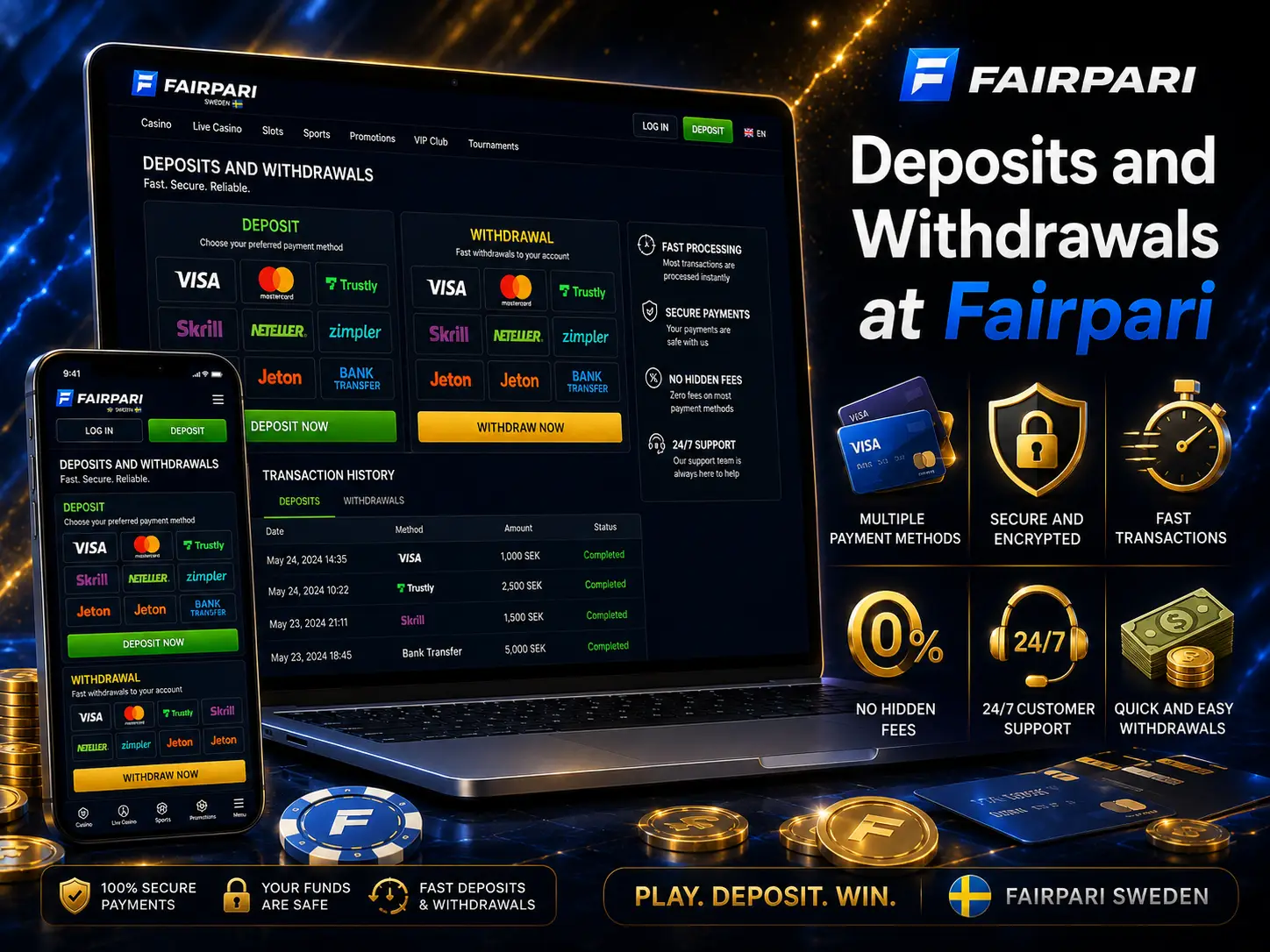 Deposits and Withdrawals at Fairpari SE